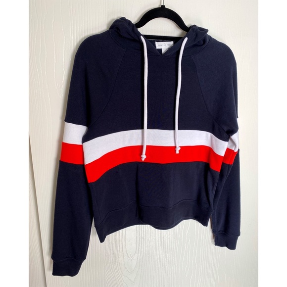Full Tilt Stripe Color Block Navy Women’s Hoodie - Picture 3 of 5
